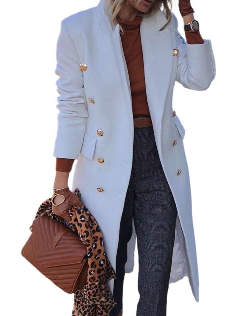 Chic Long Wool Trench Coat for Women | Double Breasted Dressy Jacket | Fall
